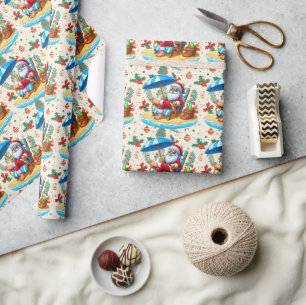Kerstmis in juli met SANTA CLAUS Cadeaupapier