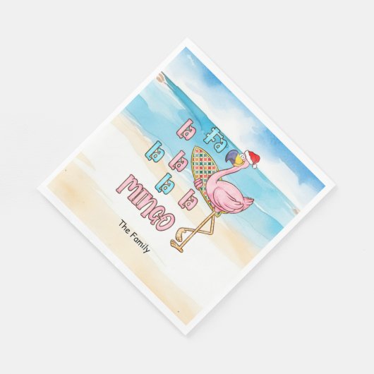 Kerstmis in juli met SANTA CLAUS Flamingo Servet (Hoek)
