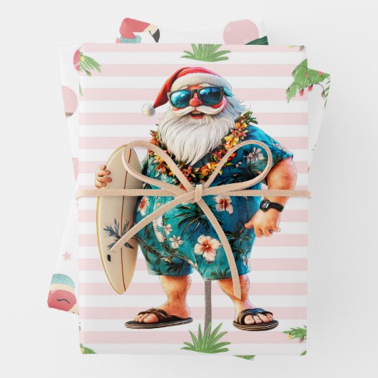 Kerstmis in juli met SANTA CLAUS Inpakpapier Vel (In situ)