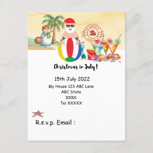Kerstmis in juli met SANTA CLAUS op het strand Briefkaart