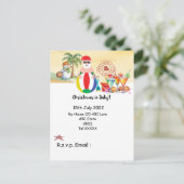 Kerstmis in juli met SANTA CLAUS op het strand Briefkaart (Staand voorkant)