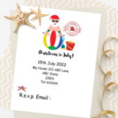 Kerstmis in juli met SANTA CLAUS op het strand Briefkaart