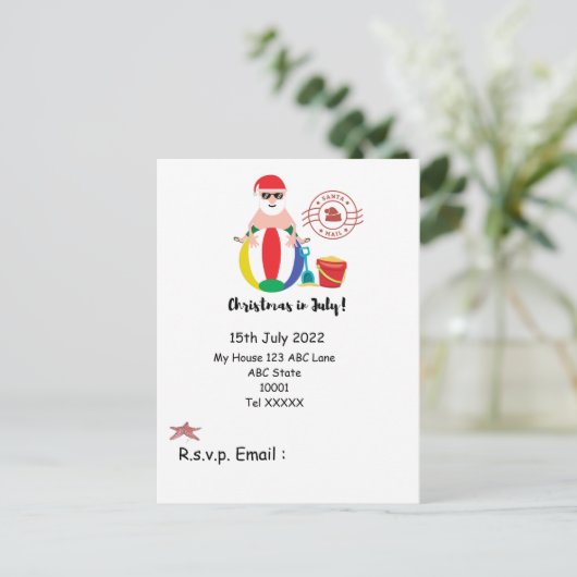 Kerstmis in juli met SANTA CLAUS op het strand Briefkaart (Staand voorkant)