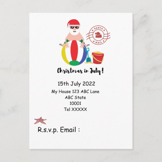 Kerstmis in juli met SANTA CLAUS op het strand Briefkaart (Voorkant)