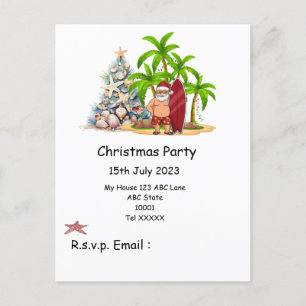 Kerstmis in juli met SANTA CLAUS op het strand Briefkaart
