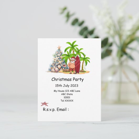 Kerstmis in juli met SANTA CLAUS op het strand Briefkaart (Staand voorkant)