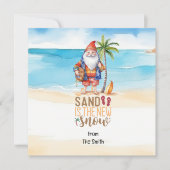 Kerstmis in juli met SANTA CLAUS op het strand Feestdagenkaart (Voorkant)