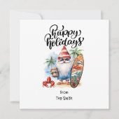 Kerstmis in juli met SANTA CLAUS op het strand Feestdagenkaart (Voorkant)