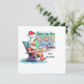 Kerstmis in juli met SANTA CLAUS op het strand Feestdagenkaart (Staand voorkant)