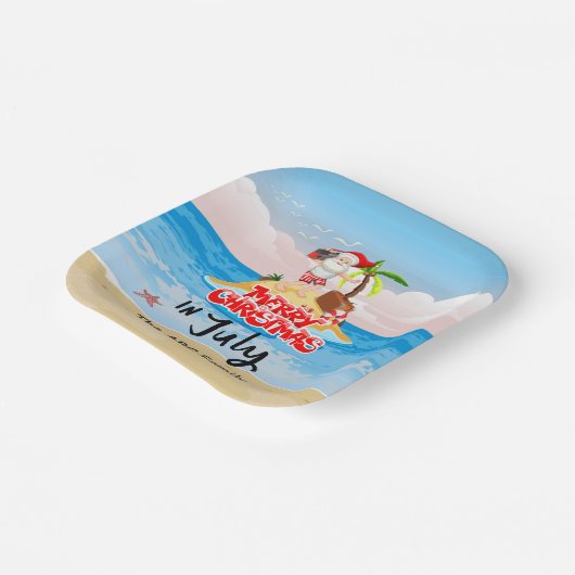 Kerstmis in juli met SANTA CLAUS Paper Borden Papieren Bordje (Gebogen)