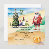 Kerstmis in juli met SANTA CLAUS Save the date (Voorkant / Achterkant)