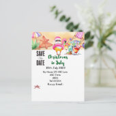 Kerstmis in juli met SANTA CLAUS Save the date Briefkaart (Staand voorkant)
