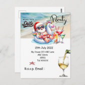Kerstmis in juli met SANTA CLAUS Save the date Briefkaart (Voorkant / Achterkant)