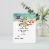 Kerstmis in juli met SANTA CLAUS Save the date Briefkaart (Staand voorkant)