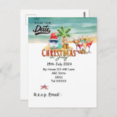 Kerstmis in juli met SANTA CLAUS Save the date Briefkaart (Voorkant / Achterkant)