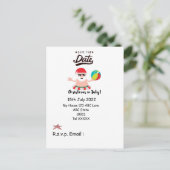 Kerstmis in juli met SANTA CLAUS Save the date Briefkaart (Staand voorkant)