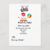 Kerstmis in juli met SANTA CLAUS Save the date Briefkaart (Voorkant)