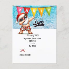 Kerstmis in juli met SANTA CLAUS Save the date Briefkaart