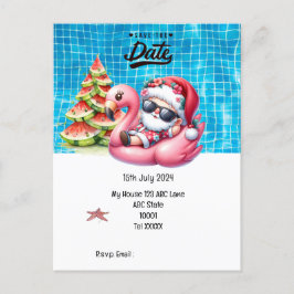 Kerstmis in juli met SANTA CLAUS Save the date Briefkaart