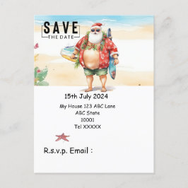 Kerstmis in juli met SANTA CLAUS Save the date Briefkaart