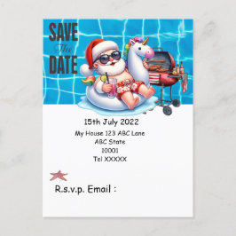 Kerstmis in juli met SANTA CLAUS Save the date Briefkaart