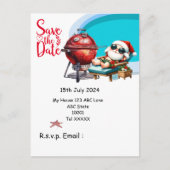 Kerstmis in juli met SANTA CLAUS Save the date Briefkaart (Voorkant)