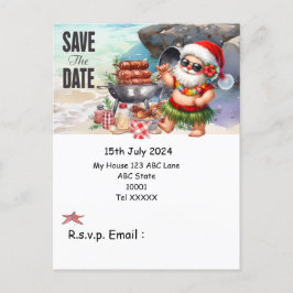 Kerstmis in juli met SANTA CLAUS Save the date Briefkaart