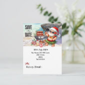 Kerstmis in juli met SANTA CLAUS Save the date Briefkaart (Staand voorkant)