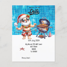 Kerstmis in juli met SANTA CLAUS Save the date Briefkaart
