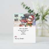 Kerstmis in juli met SANTA CLAUS Save the date Briefkaart (Staand voorkant)