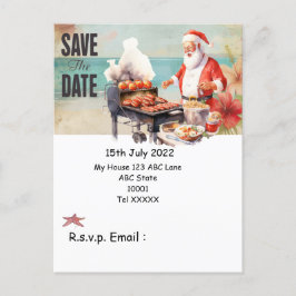 Kerstmis in juli met SANTA CLAUS Save the date Briefkaart