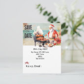 Kerstmis in juli met SANTA CLAUS Save the date Briefkaart (Staand voorkant)
