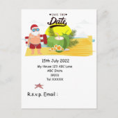 Kerstmis in juli met SANTA CLAUS Save the date Briefkaart (Voorkant)