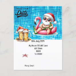 Kerstmis in juli met SANTA CLAUS Save the date Briefkaart