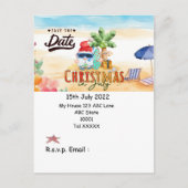 Kerstmis in juli met SANTA CLAUS Save the date Feestdagenkaart (Voorkant)