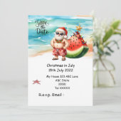 Kerstmis in juli met SANTA CLAUS Save the date Kaart (Staand voorkant)