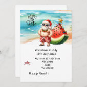 Kerstmis in juli met SANTA CLAUS Save the date Kaart (Voorkant / Achterkant)