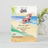 Kerstmis in juli met SANTA CLAUS Save the date Kaart (Staand voorkant)