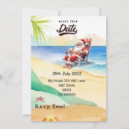 Kerstmis in juli met SANTA CLAUS Save the date Kaart