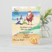 Kerstmis in juli met SANTA CLAUS Save the date Kaart (Staand voorkant)