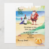 Kerstmis in juli met SANTA CLAUS Save the date Kaart (Voorkant / Achterkant)
