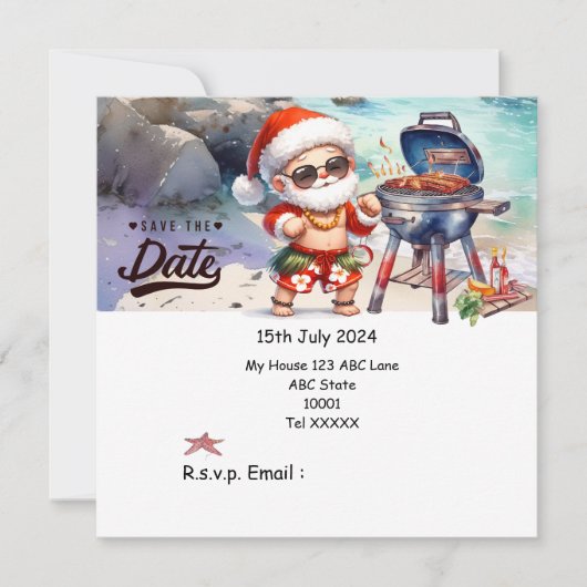 Kerstmis in juli met SANTA CLAUS Save the date Kaart (Voorkant)
