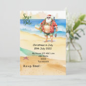 Kerstmis in juli met SANTA CLAUS Save the date Kaart (Staand voorkant)