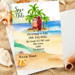 Kerstmis in juli met SANTA CLAUS Save the date Kaart