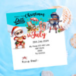 Kerstmis in juli met SANTA CLAUS Save the date Kaart<br><div class="desc">"Ho, ho, ho! Maak je klaar om Kerstmis in juli te vieren met de Kerstman zelf! Kom met ons mee voor een feestelijke zomersoirée gevuld met zon, zand en feestvreugde. De Kerstman zal een speciale verschijning maken om vreugde en lach te verspreiden terwijl we genieten van strandplezier en zomertraktaties. Markeer...</div>