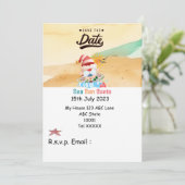 Kerstmis in juli met SANTA CLAUS Save the date Kaart (Staand voorkant)