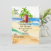 Kerstmis in juli met SANTA CLAUS Save the date Kaart (Staand voorkant)