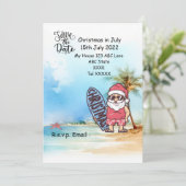 Kerstmis in juli met SANTA CLAUS Save the date Kaart (Staand voorkant)