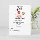 Kerstmis in juli met SANTA CLAUS Save the date Kaart (Staand voorkant)