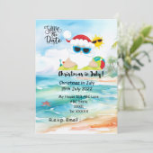 Kerstmis in juli met SANTA CLAUS Save the date Kaart (Staand voorkant)